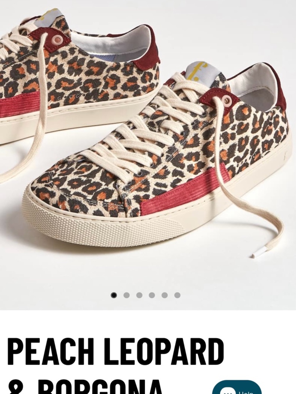 Leopard-Print Low-Top Sneakers with Peach Spots & Burgundy Trim